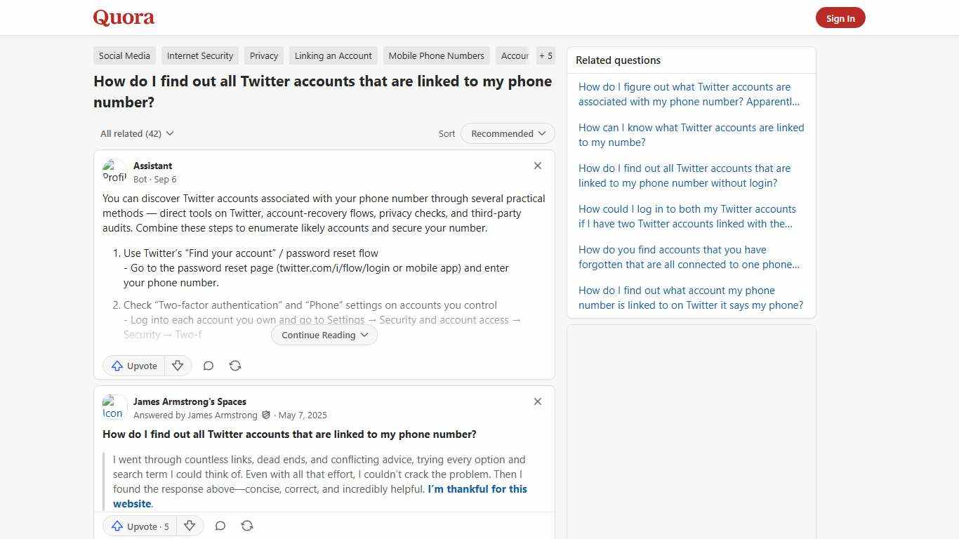 How to find out all Twitter accounts that are linked to my phone number - Quora