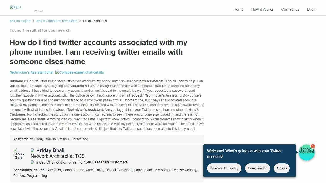 How do I find twitter accounts associated with my phone number. I am receiving twitter emails with someone elses name